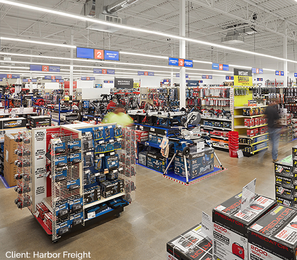 Interior photograph of Harbor Freight store.