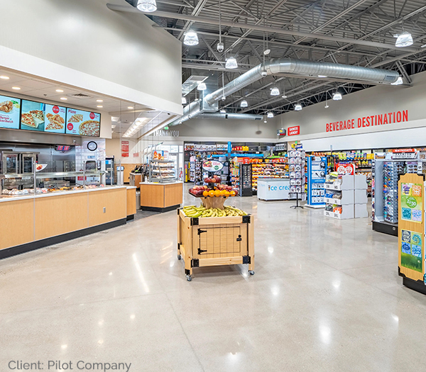 Interior image of remodeled Pilot Flying J convenience store.