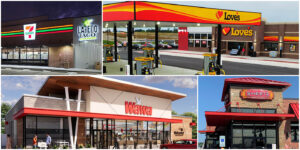Collage of 4 top convenience store brands including 7 Eleven, Loves, Wawa, and Sheetz.